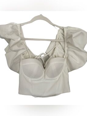 Southern Charm Puff Sleeve Bustier Top in Cream
